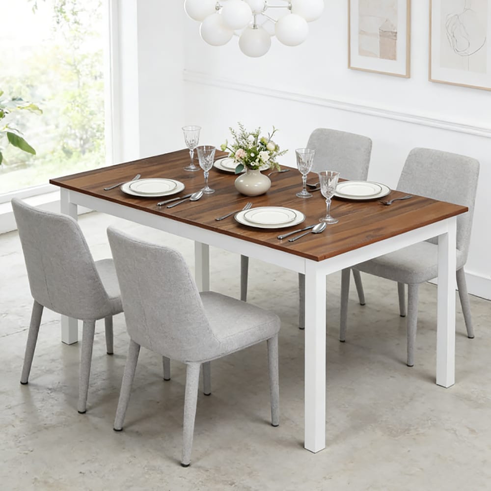 60 Inch Rectangular Dining Table With Solid Rubber Wood Legs Seat Up To 6 Anti-scratch Foot Pads For Kitchen, Dining Table And Restaurants_voghion.com